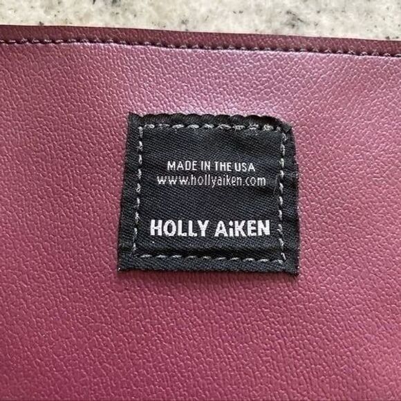Holly Aiken Sidecar Clutch Green Purple Hand Stitched Grommet Purse Hand Bag - Picture 3 of 8